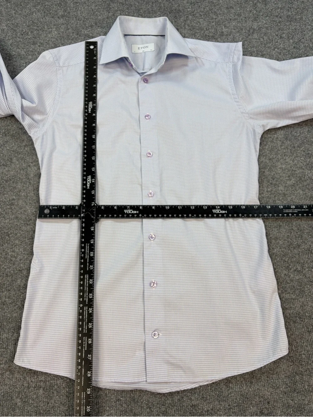 Eton Men's Slim-Fit Blue Micro Check Dobby Dress Shirt Size 14.5 | 37 LS Cotton